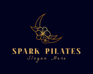Spiritual - Gold Floral Moon logo design