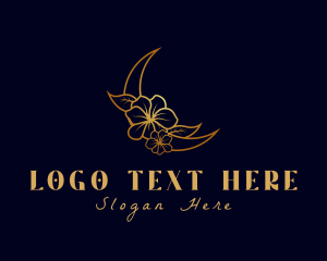 Lunar - Gold Floral Moon logo design