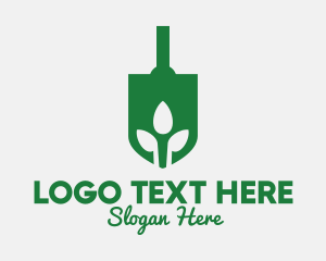Negative Space - Green Garden Shovel Spade logo design