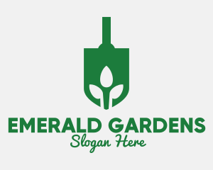 Green Garden Shovel Spade logo design