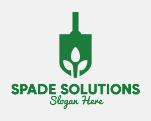 Green Garden Shovel Spade logo design