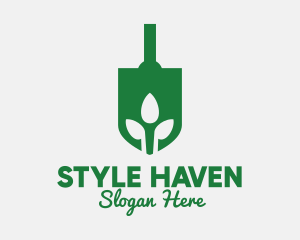 Organic Farm - Green Garden Shovel Spade logo design