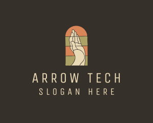 Raised Hand Stained Glass logo design