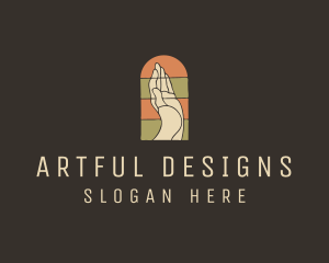 Raised Hand Stained Glass logo design