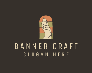 Raised Hand Stained Glass logo design