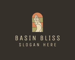 Raised Hand Stained Glass logo design