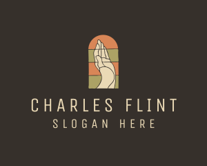 Raised Hand Stained Glass logo design