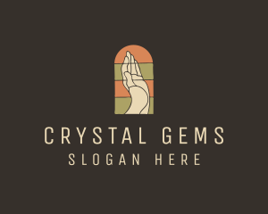 Raised Hand Stained Glass logo design