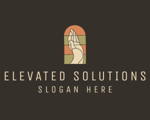 Raised Hand Stained Glass logo design