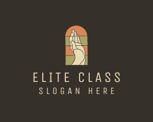 Raised Hand Stained Glass logo design