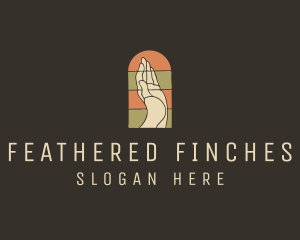 Raised Hand Stained Glass logo design