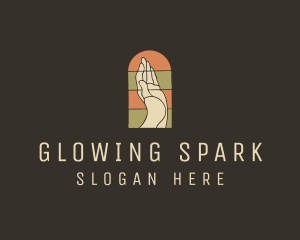 Raised Hand Stained Glass logo design