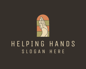 Volunteering - Raised Hand Stained Glass logo design