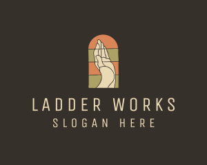 Raised Hand Stained Glass logo design