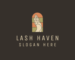 Raised Hand Stained Glass logo design