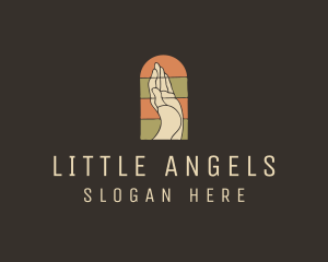 Raised Hand Stained Glass logo design