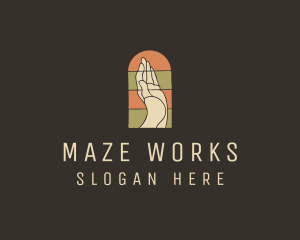 Raised Hand Stained Glass logo design