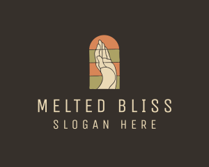 Raised Hand Stained Glass logo design