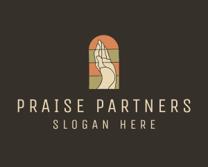 Praise - Raised Hand Stained Glass logo design