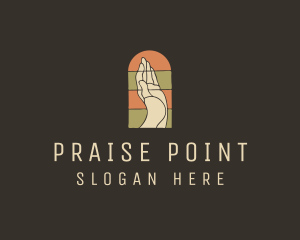 Praise - Raised Hand Stained Glass logo design