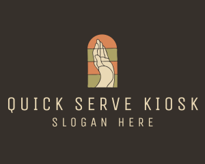 Raised Hand Stained Glass logo design