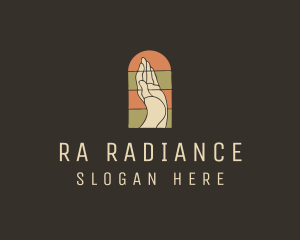 Raised Hand Stained Glass logo design