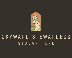 Raised Hand Stained Glass logo design