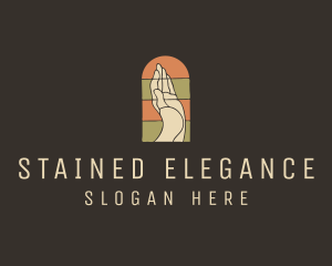 Raised Hand Stained Glass logo design