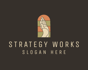 Raised Hand Stained Glass logo design