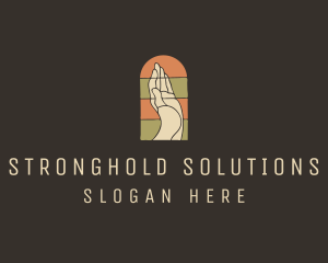 Raised Hand Stained Glass logo design