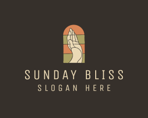 Raised Hand Stained Glass logo design