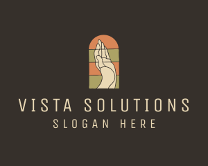 Raised Hand Stained Glass logo design