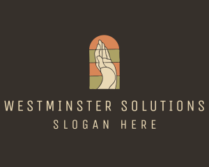 Raised Hand Stained Glass logo design