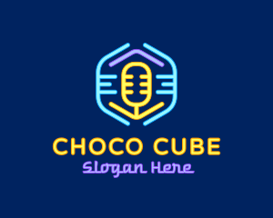 Song - Neon Glow Microphone logo design