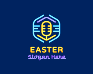Singer - Neon Glow Microphone logo design