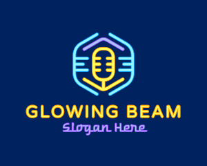 Neon Glow Microphone logo design