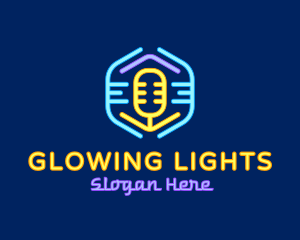 Neon Glow Microphone logo design