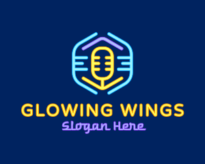 Neon Glow Microphone logo design