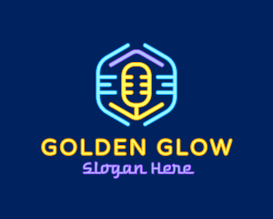 Neon Glow Microphone logo design