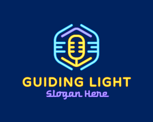 Neon Glow Microphone logo design