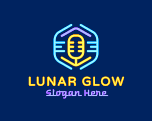 Neon Glow Microphone logo design