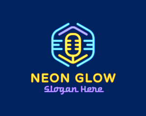 Neon Glow Microphone logo design