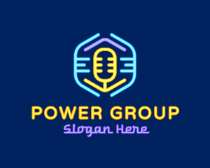 Karaoke - Neon Glow Microphone logo design