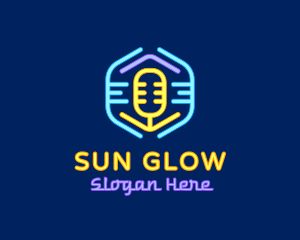 Neon Glow Microphone logo design