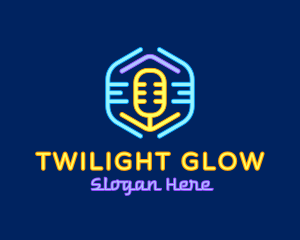 Neon Glow Microphone logo design