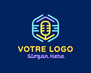 Band - Neon Glow Microphone logo design