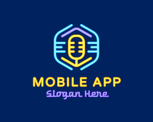 Singing Contest - Neon Glow Microphone logo design
