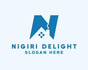 Blue House Letter N logo design