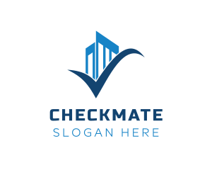 Blue Check Building logo design