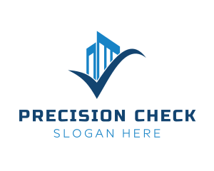 Blue Check Building logo design